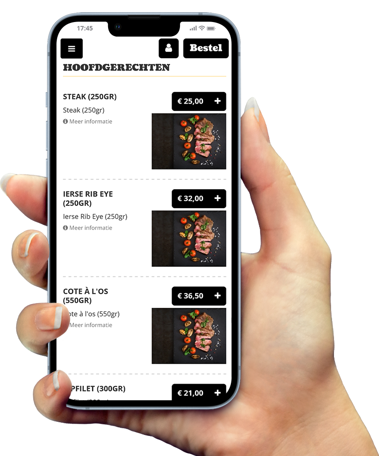 Voorbeeld van onze app op smartphone